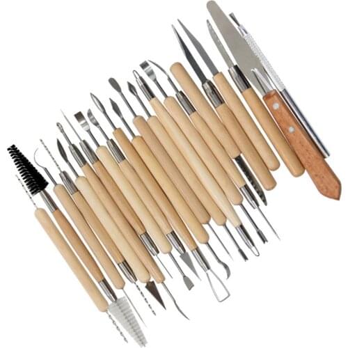 22pcs/set Carving Tools Delicate Graver Soft Clay Wood Handle Carving Pottery Tools R20