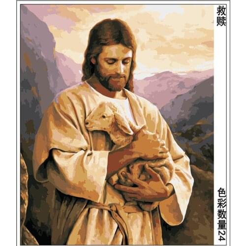 Painting By Numbers DIY Dropshipping 40x50 50x65cm Faithful Redemption Lamb Figure Canvas Wedding Decoration Art picture Gift
