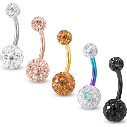 5PCS/Lot Ferido Navel Rings Bling CZ Ball Belly Ring Belly Piercing Crystal Piercing Belly Button 14G Fashion Jewelry for Women