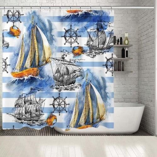 Ship Printed Showers Curtain Waterproof Button Hole Shower Drapes For Your Bathtub Bathroom Decorations
