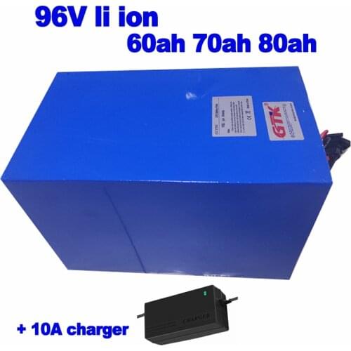 Li ion lithium lipo 96v 60ah 70ah 80ah battery pack to solar wind energy light tricycle racing motorcycle UPS Marine 10A charger