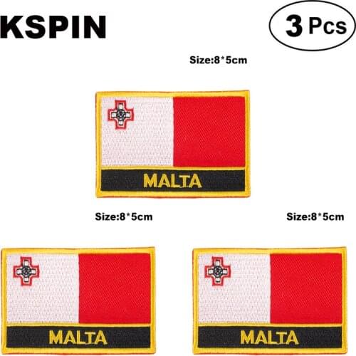Malta Rectangular Shape Flag patches embroidered flag patches national flag patches for clothing DIY Decoration