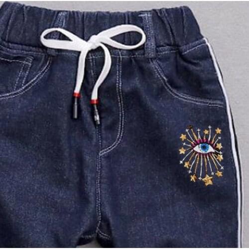 Cartoon Colorful Big Stars Eye Sew/Iron On Appliques Glitter Sequins Embroidery Patches for Clothing Art DIY Badge Decor