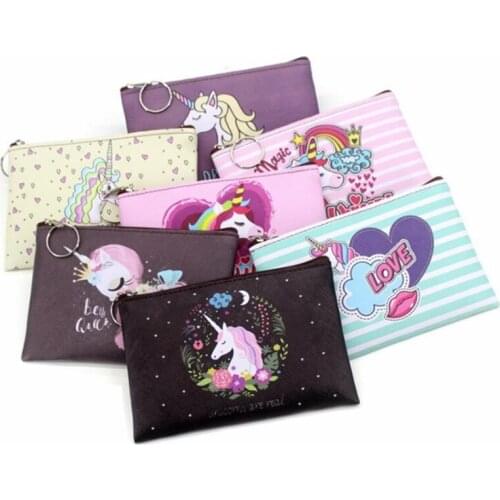 M204 Cute Women Purses Cartoon Unicorn Pattern Pu Leather Coin Bag Women Girl Gift Wholesale