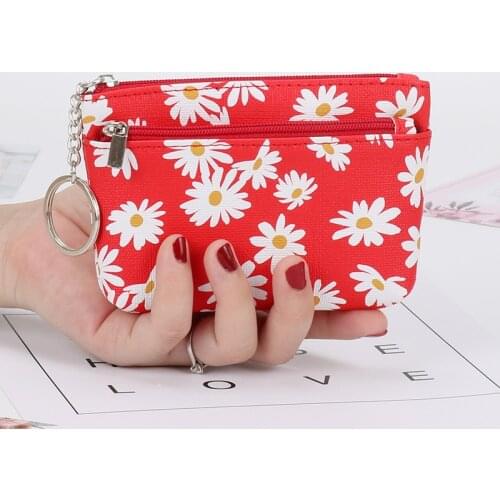 Fashion Print Flower Coin Purse Women Mini Wallets Clutch Money Bags Female Pouch Key Card Holder Zipper Change Purse Wallet