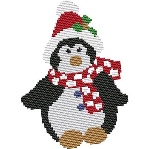 DIY Stamped Cross Stitch Kit Penguin Patterns For Adult Beginners 20 X 25cm