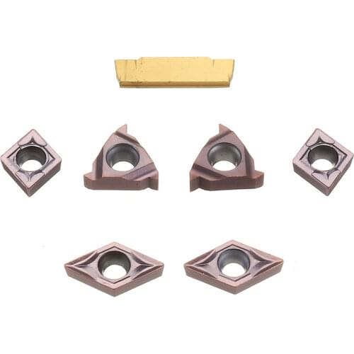 7pcs Carbide Insert Set for 10mm Shank Turning Tool Holder CCMT060204/11IR/11ER/MGMN200/DCMT070204