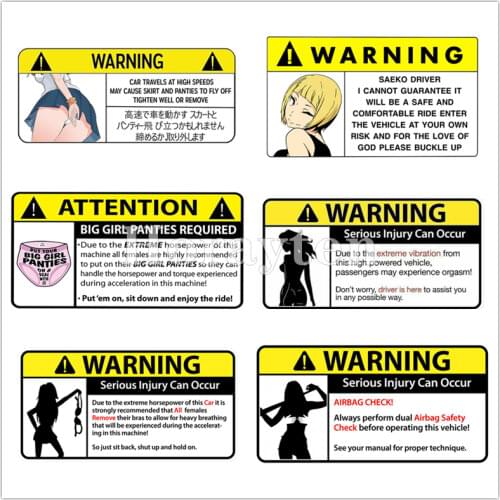 Car Styling Sticker Decal for Travel High Speeds Waifus Warning Anime Girl Auto Bike Vans Motor Graphics