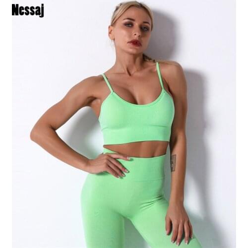 Nessaj Seamless Bra Women Gym Underwear Solid Women Fitness Tank Top Bras Athletic Vest Girl Shirt Sport Running Sports Wear