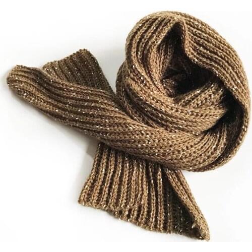 KENSHELLEY Autumn And Winter New Fashion Womens Thickened Warm Wide Wool Knitting Lengthened Simple Pure Color Point Scarf