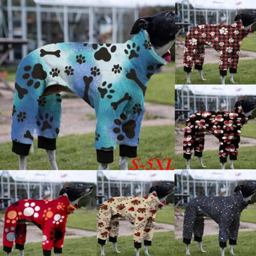 Dog Clothes New Pet High Collar Coat Dogs Footmark Print Pattern Pullover Dog Four Legged Long Sleeves Polar Fleece Clothes