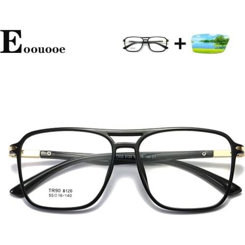 TR90 Pilot Mens Glasses Frame Large Optics Myopia Hyperopia Anti Blue Ray Eyeglasses Photochromic Eyewear