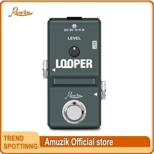 Rowin 48K Looper Electric Guitar Effect Loop Pedal 10 Minutes of Looping Unlimited Overdubs USB Port True Bypass