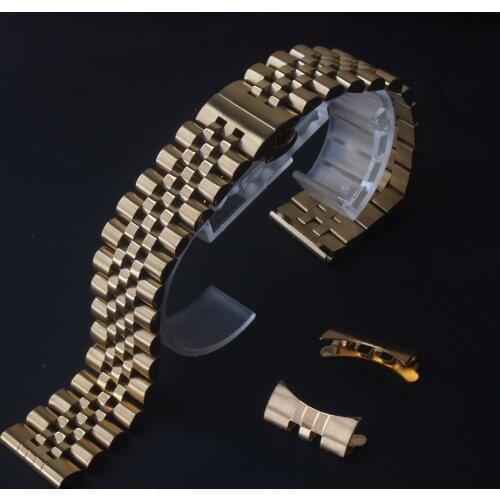 17 18mm 19mm 20mm 21mm 22mm Stainless Steel Watch Band Curved End Strap for Watch Watchband Butterfly Buckle Wrist Belt Bracelet