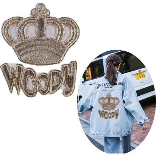 Iron On Patches For Clothes Embroidery Sequin Patches Letter Crown Patch Badge Cartoon Stripe On Clothes Stickers Jacket