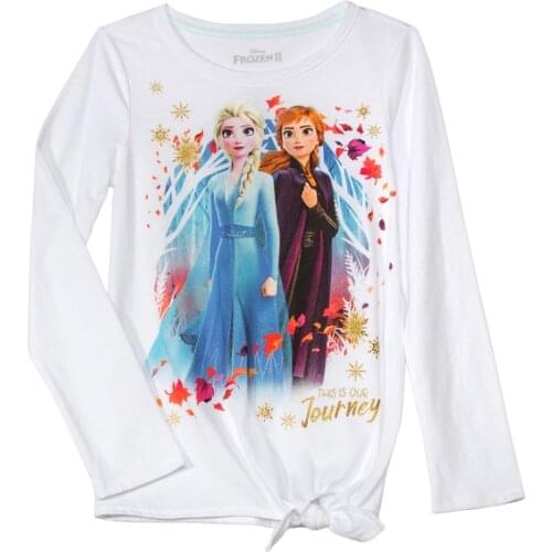 2020 Spring Frozen 2 Elsa Anna Cotton casual Long Sleeve Graphic Cartoon children TShirt Girls Clothes Oullovers Outerwear 4-16Y