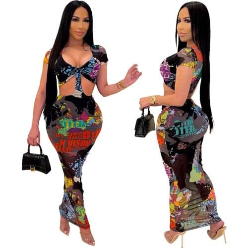 High Street Fashion Two Piece Sets Womens Outfits Summer 2021 Black Girl Holiday Beach Party Bra Top Midi Skirts Sexy Dress