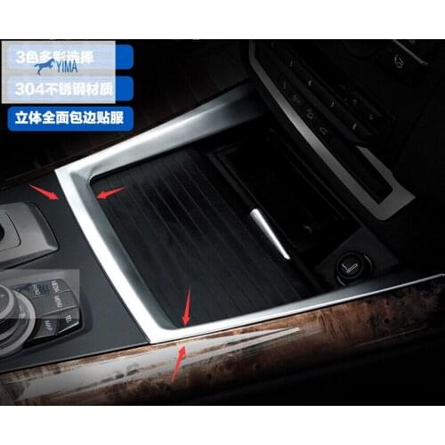 Yimaautotrims For BMW X5 E70 / X6 E71 2009 - 2013 Stainless Steel Central Console Water Cup Holder Protection Kit Cover Trim
