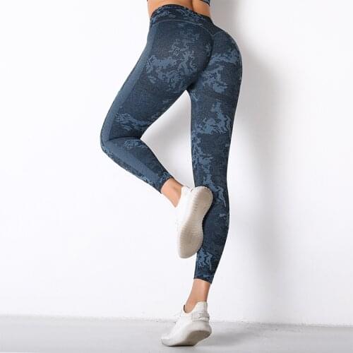 Women Seamless Knitting Yoga Leggings Camouflage Sports Push Up Fitness Pants Legging Quick Dry Running Legging Tights