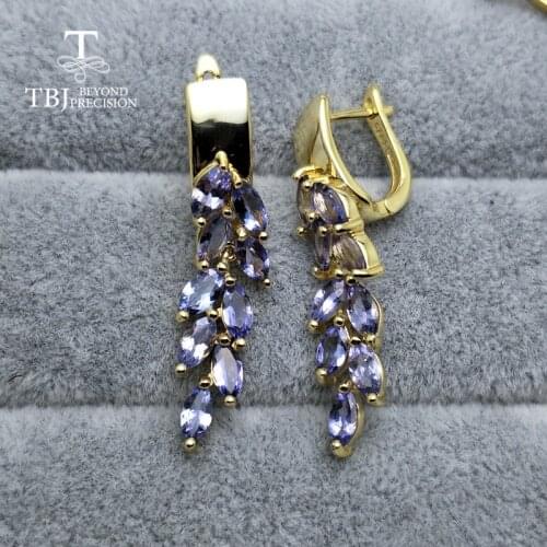TBJ,new style 925 sterling silver natural gemstone tanzanite earring and rings jewelry set for girl Wedding nice gift with box