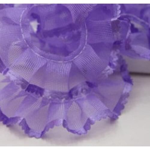 1M Latest Pleated Lace Fabric Ribbon 2cm Blue Purple Lace Trim DIY Pink Green Laces Material Guipure Craft Supplies Sewing KQ40