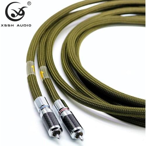1 pair hifi rca jack cable XSSH audio OFC pure copper plated silver double shield 2 core 2 RCA to2 RCA Audio Cable Line Wire