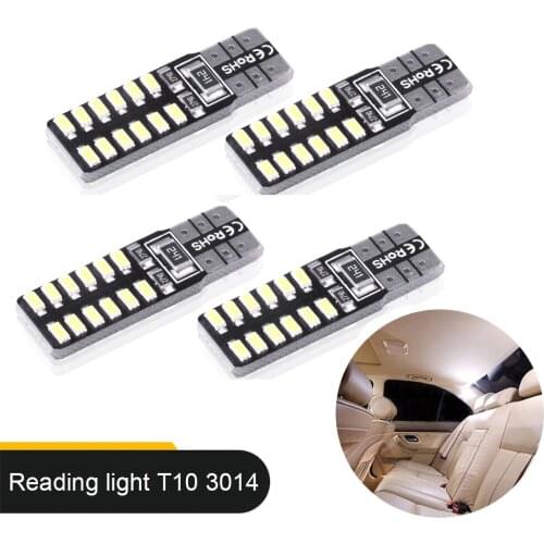 10pcs 12V T10 W5W 24Smd No Error LED Car Interior Reading Dome Light Marker Lamp 168 194 LED Auto Wedge Parking Bulbs White