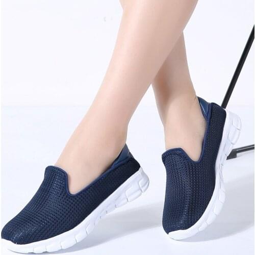 2020 Autumn Women Flats Ladies Flat Sneakers Shoes Women Breathable Mesh Sneakers Shoes Ladies Slip On Loafers Shoes