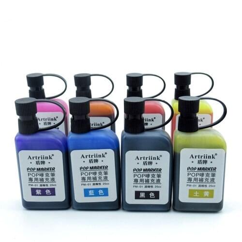 25ml Refill Alcohol Ink For Refilling POP Poster Advertising Marker Pen 8 Colors