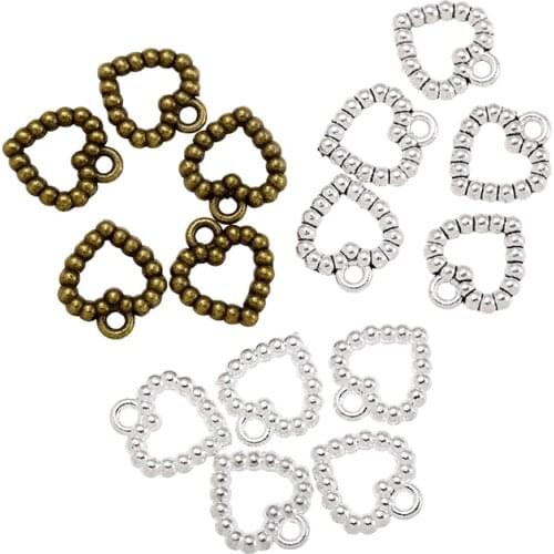 35 pcs vintage Tibetan Silver Plated heart Charms metal Pendants for Jewelry Making DIY Handmade Craft 14*12 mm A16