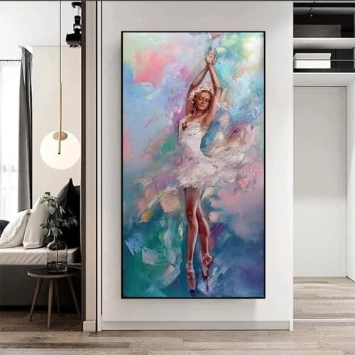 Abstract Ballet Dancer Girls Canvas Painting Modern Dance Room Hanging Posters Prints Wall Art Pictures for Living Home Decor