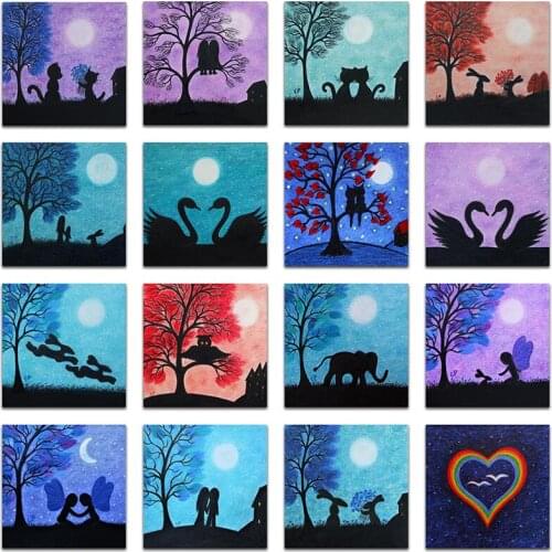 Full Round Diamond embroidery Cross stitch Shandow Scenery 3D Diamond mosaic Moonlight Full Square Diamond painting Swan Lower