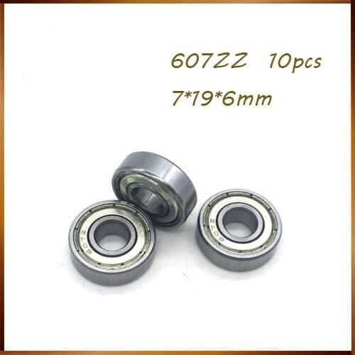 Free shipping 10pcs 607ZZ ABEC-1 607-2Z miniture ball bearing 7*19*6MM 607 ZZ deep groove ball bearings