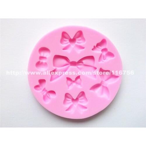 Free Shipping Bowknot Shaped Silicone Mold Cake Decoration Fondant Cake 3D Food Grade Silicone Mould 089