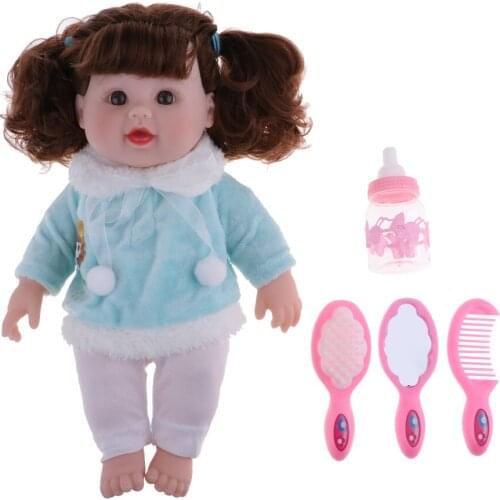 30cm Speaking Newborn Girl Doll w/ Backpack Nursing Bottle Mirror Kids Gift