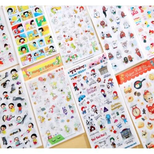DIY Diary Decor PVC Scrapbook Stickers Little Girl Rabbit Travel Transparent Lovely Sticker Cartoon Sticker