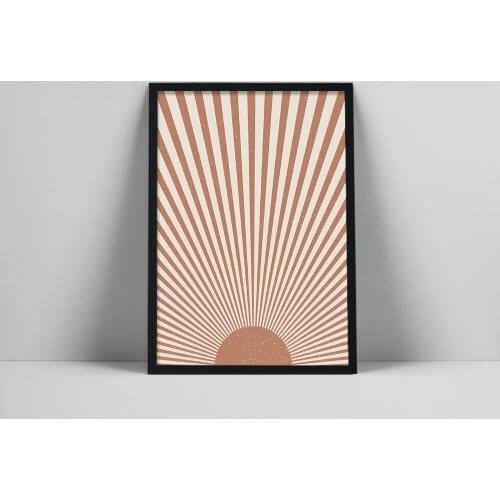 Sun Rays Art Print | Abstract Sun Wall Art | Neutral Boho Poster | Minimal Sun Print | Printable ntable Minimalist Ang |Earm Col