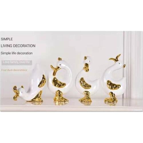 YILUNXI Creative birthday gift childrens room decoration four galvanized ducklings display solid resin household crafts