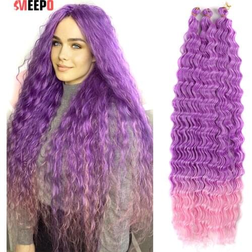Meepo 30Inch Long Deep Wave Twist Crochet Hair Synthetic Braids Hair Curly Extension For Black Women Ombre Black Cosplay Wigs
