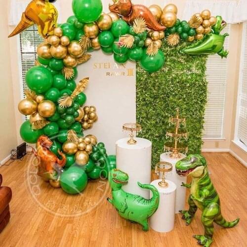 105pcs Dinosaur Balloons Garland Kit for Birthdays Baby Showers Decoration and Comes with Rex, Velociraptor, Brontosaurus