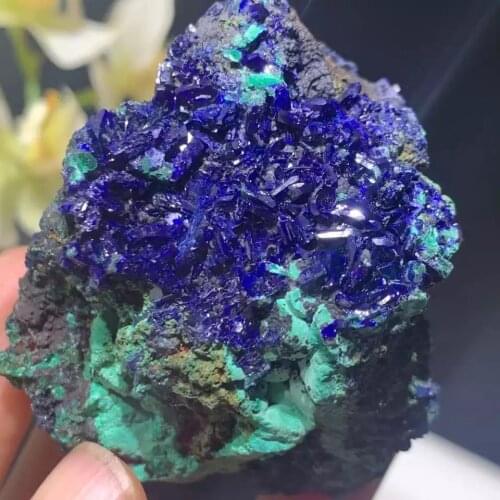 Natural Azurite Malachite Geode Crystal Mineral Specimen Reiki Healing Stone Gemstone Collection Home Decoration