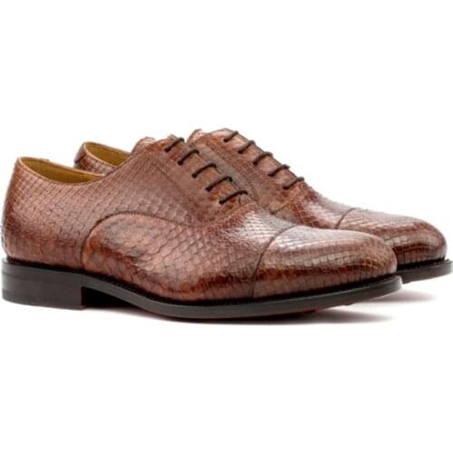 Oxford Style Wedding Bridegroom Dress Formal Office Best Men Snake Shoes Genuine Original Business Designer Shoes