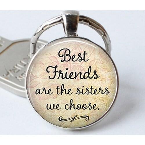 Wholesale Best friends Crystal Dome Keyring friendship Key chain Jewelry gifts