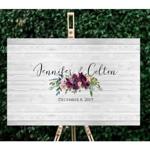Personalized Maroon Flowers Wedding Guestbook Canvas Alternative Custom bachelorette Guestbook brithday sign in hen night menory