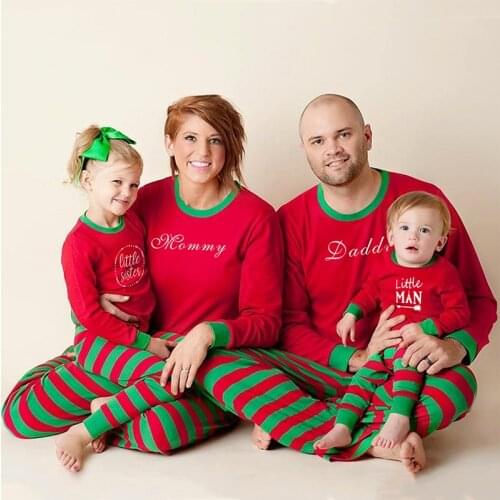 Family Matching Christmas Pajamas Mother Daughter Father Son Long Sleeve Children Pjs Family Look Little Brother Sister Clothes