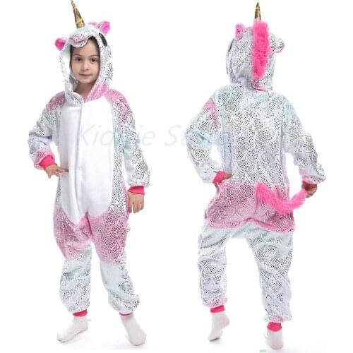 Girls Unicorn Pyjamas Winter Warm Flannel Kigurumi Sleepwear for Babe Toddler Girls Pajamas Girls Jumpsuits Overalls Kids Onesie
