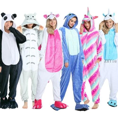 Adults Pajamas Winter Autumn Women Flannel Sleepwear Unisex Pijama Cute Cartoon Animal Pajamas Set Kids Hooded Pyjamas Sleepwear