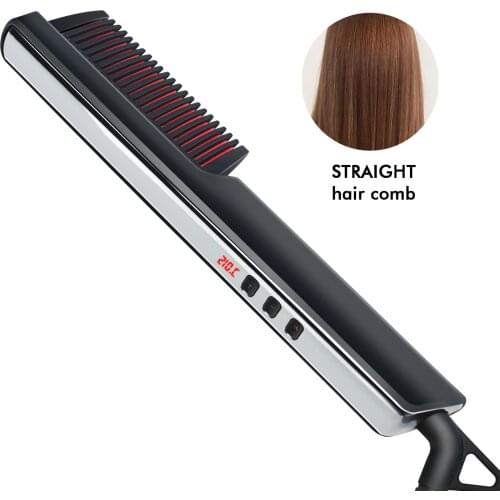 Profissional Hot Combs Anti-scalding Hair Straightener Brush Ceramic Hair Curler Heated Electric Brush Hair Straightener