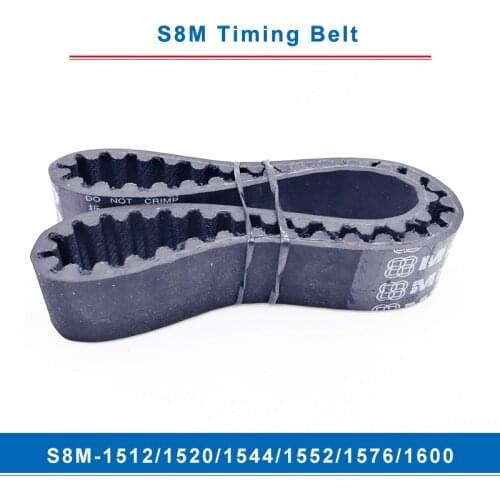 Timing belt S8M-1512/1520/1544/1552/1576/1600 teeth pitch 8 mm circular teeth belt width 20/25/30/40 mm for 8M timing pulley