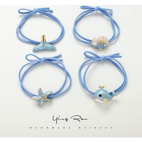 Korea New Fashion pure and fresh Hair Tie Headdress ocean Animal Head Band Whale Starfish Bow Women Accessories Gifts